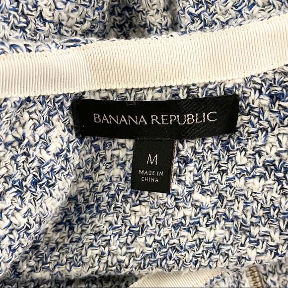 Banana Republic Knit Ivory Blue Asymmetrical Zip Up Sweater Cardigan Medium - Picture 7 of 8